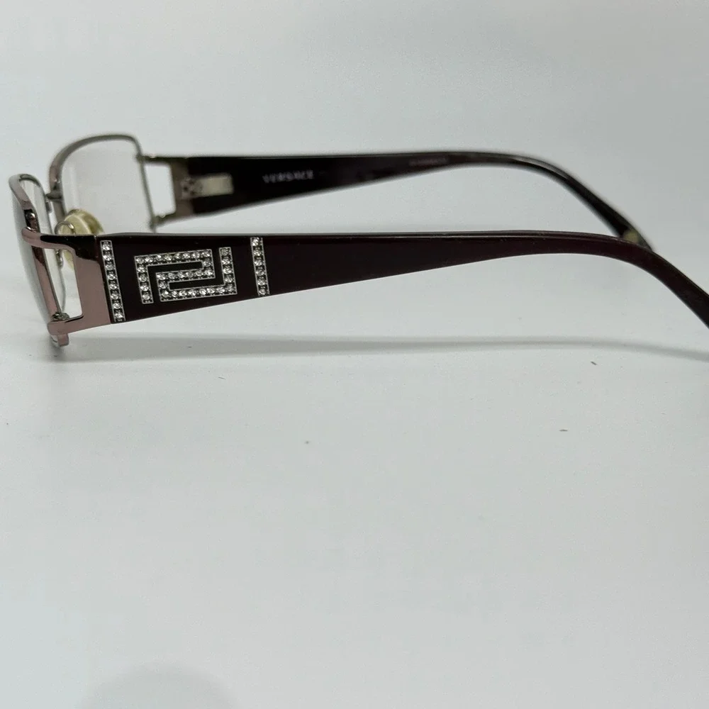 Versace BV5568533 Eyeglasses Brown Metal Rectangle Rhinestone Greek‎ Key 21628